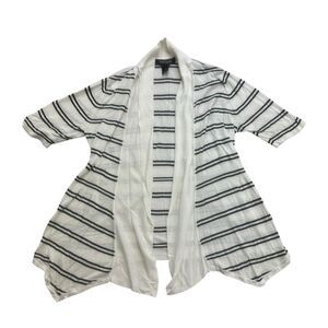 White House Black Market Cardigan Womens Small S White Black Striped Open Front
